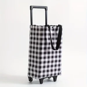 15L Small Foldable Shopping Cart With Wheels Oxford Cloth Folding Carrying Bag